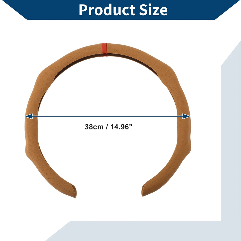 Steering Wheel Cover for ABS Car (14.96", Brown Red)