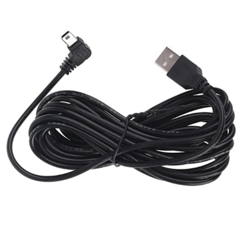 3.5m Left Bend Mini USB Charger Adapter Power Cable For Dash Cam Vehicle DVR 5V