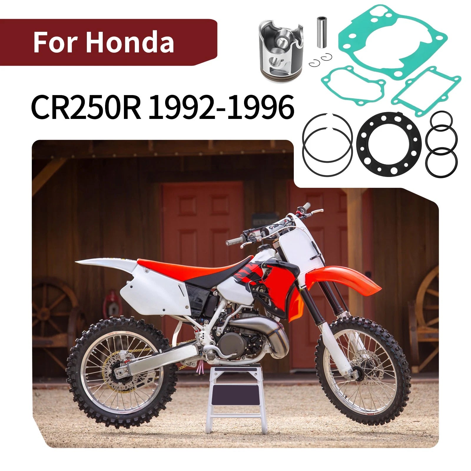 Top End Rebuild Kit for Honda CR250R (1992–1996) - Piston Gasket 66.40mm STD
