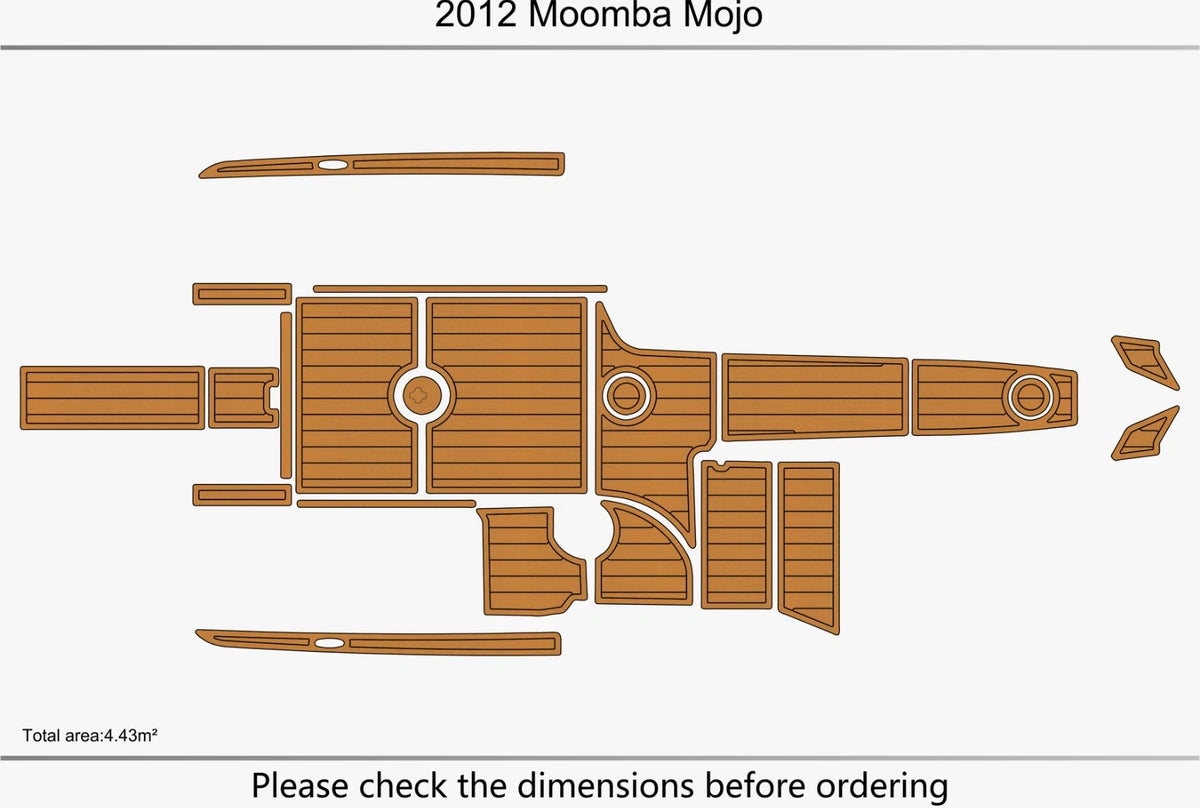 EVA Foam Cockpit Pads for Moomba Mojo (2012) - Faux Teak Deck Flooring