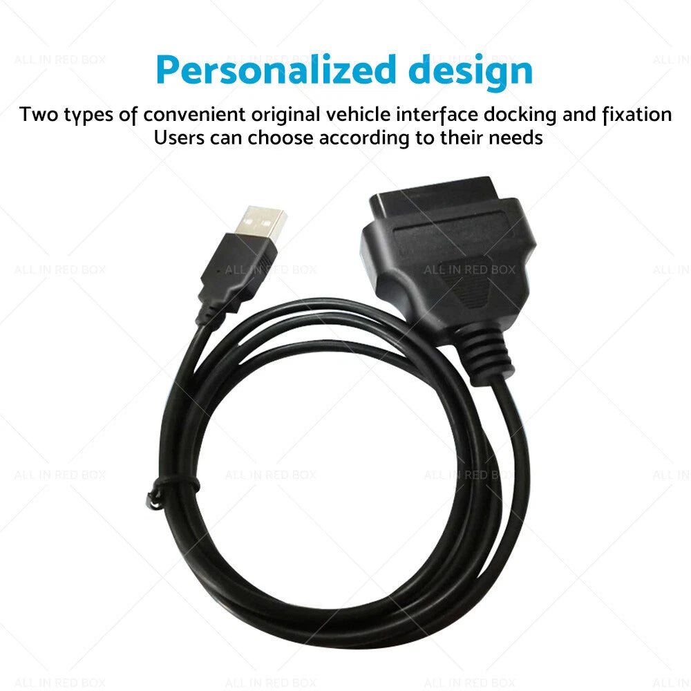 OBD2 16 Pin to USB Adapter Cable for Cars (1996–Present)