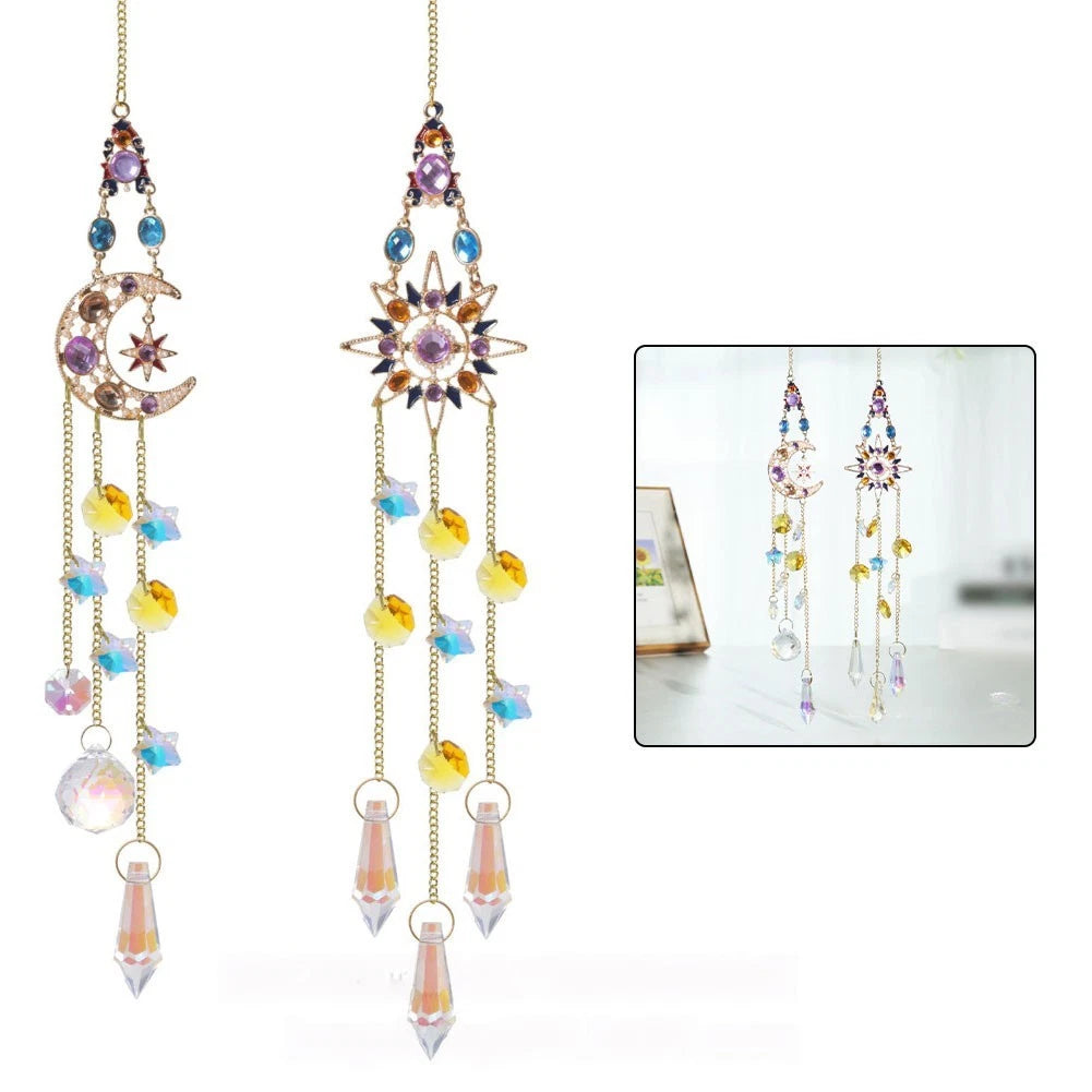Outdoor Garden Wind Chime with Star Moon Design Sun Catcher Decor