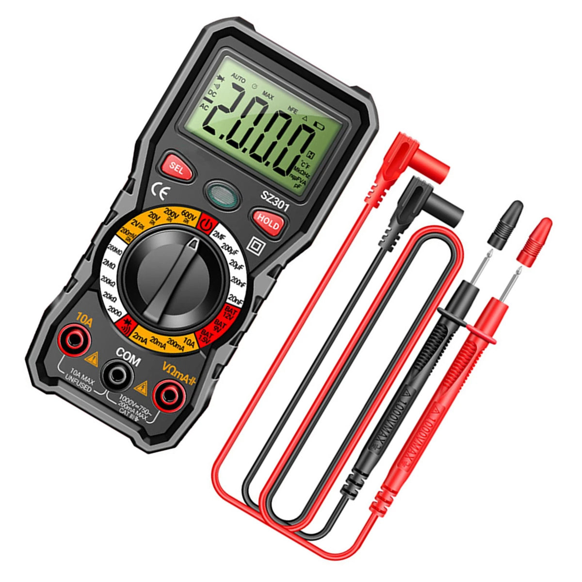 Digital Multimeter for Automotive Voltage Current Resistance Capacitance