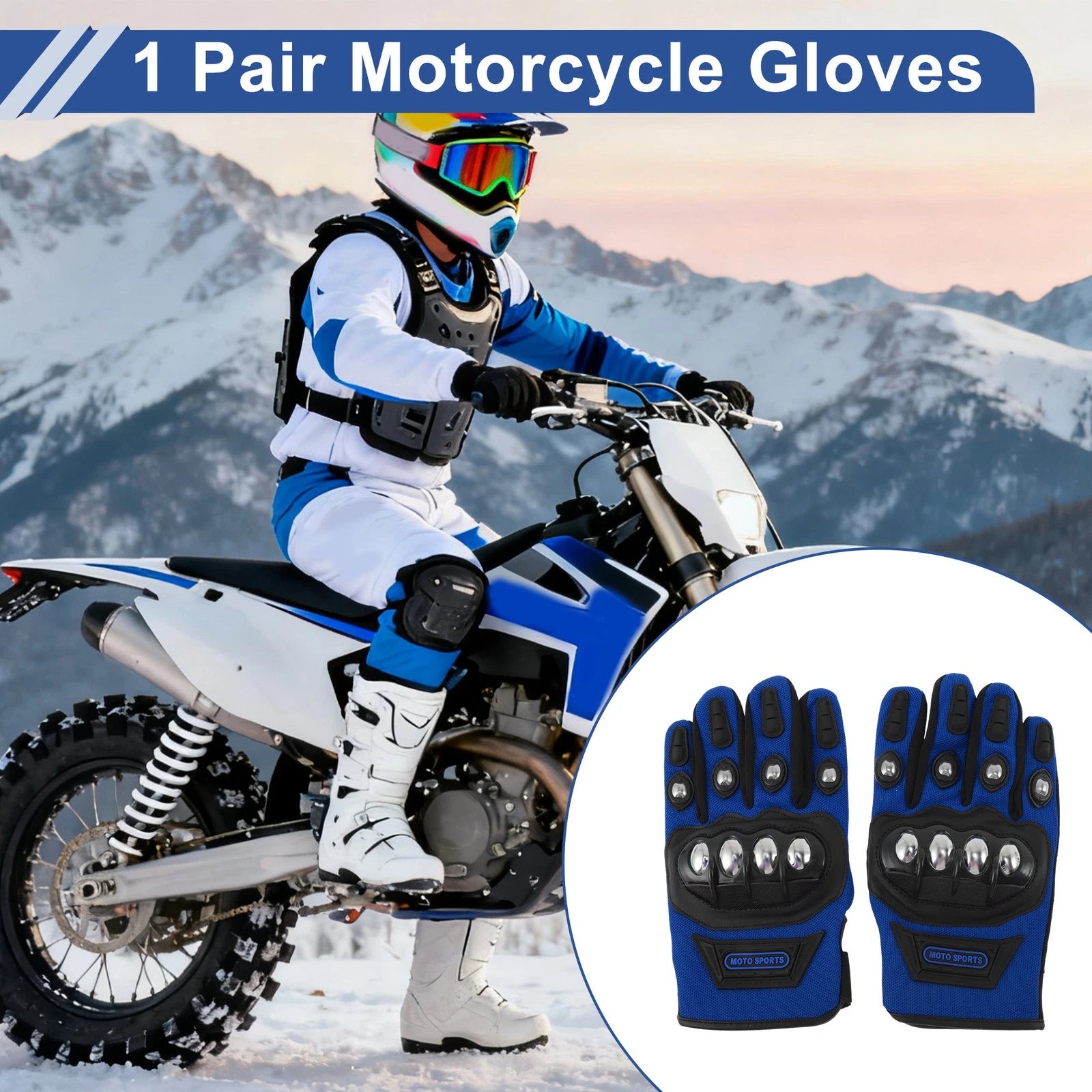 Cycling Gloves Long Finger Steel Shell for Mountain Biking Blue (Universal)