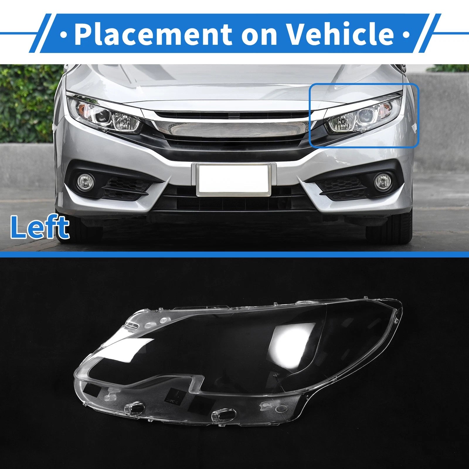 Headlight Lens Cover for Peugeot 2008 (2014–2018) PC Clear