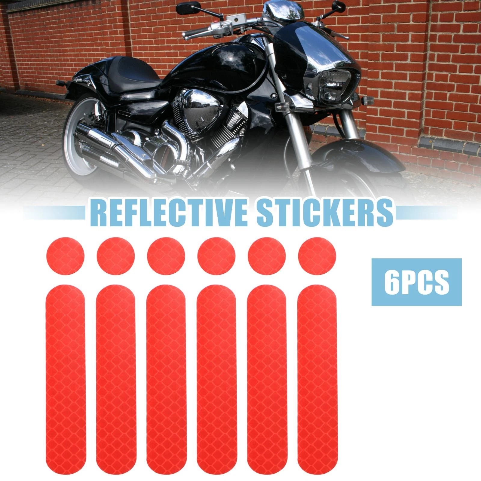 6pc Reflective Safety Stickers PET for Helmet Bicycle Motorcycle (Red)