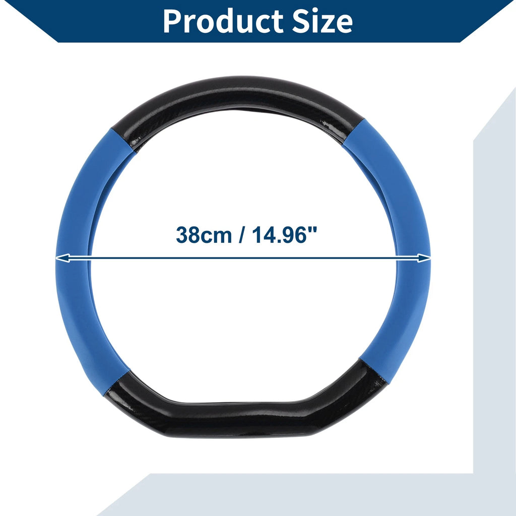 Steering Wheel Cover for Universal Fit (14.96", Black Blue)