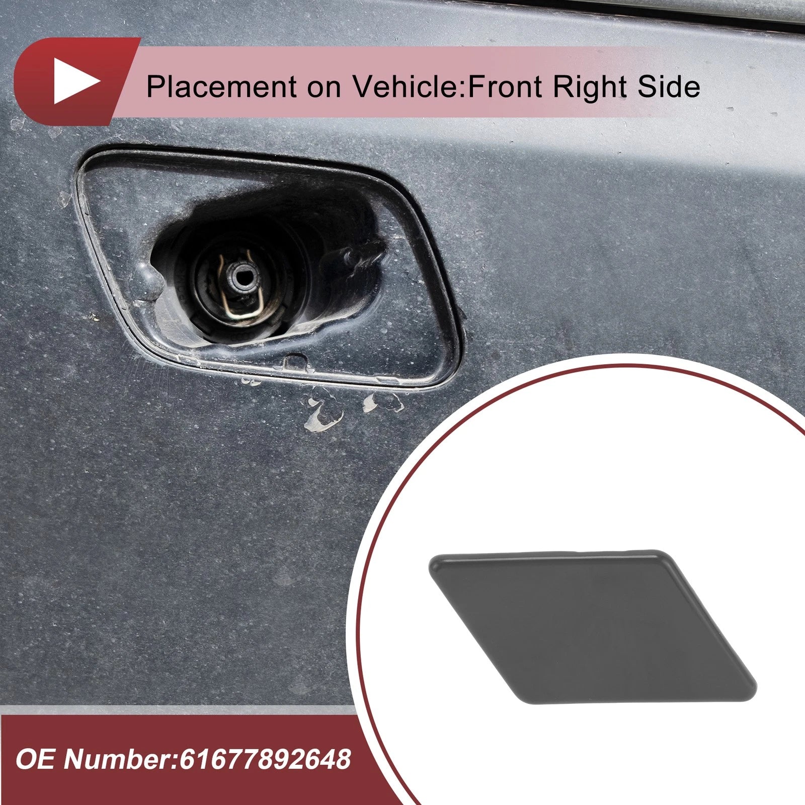 Headlight Washer Nozzle Cover Cap Replacement for BMW 335i xDrive (2010–2016)