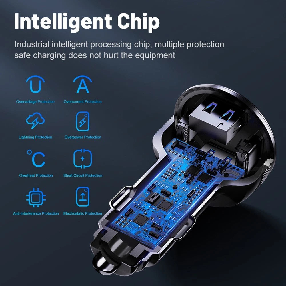 3.1A Intelligent Charging Car Adapter for Efficient Charging (DC 12V-24V)