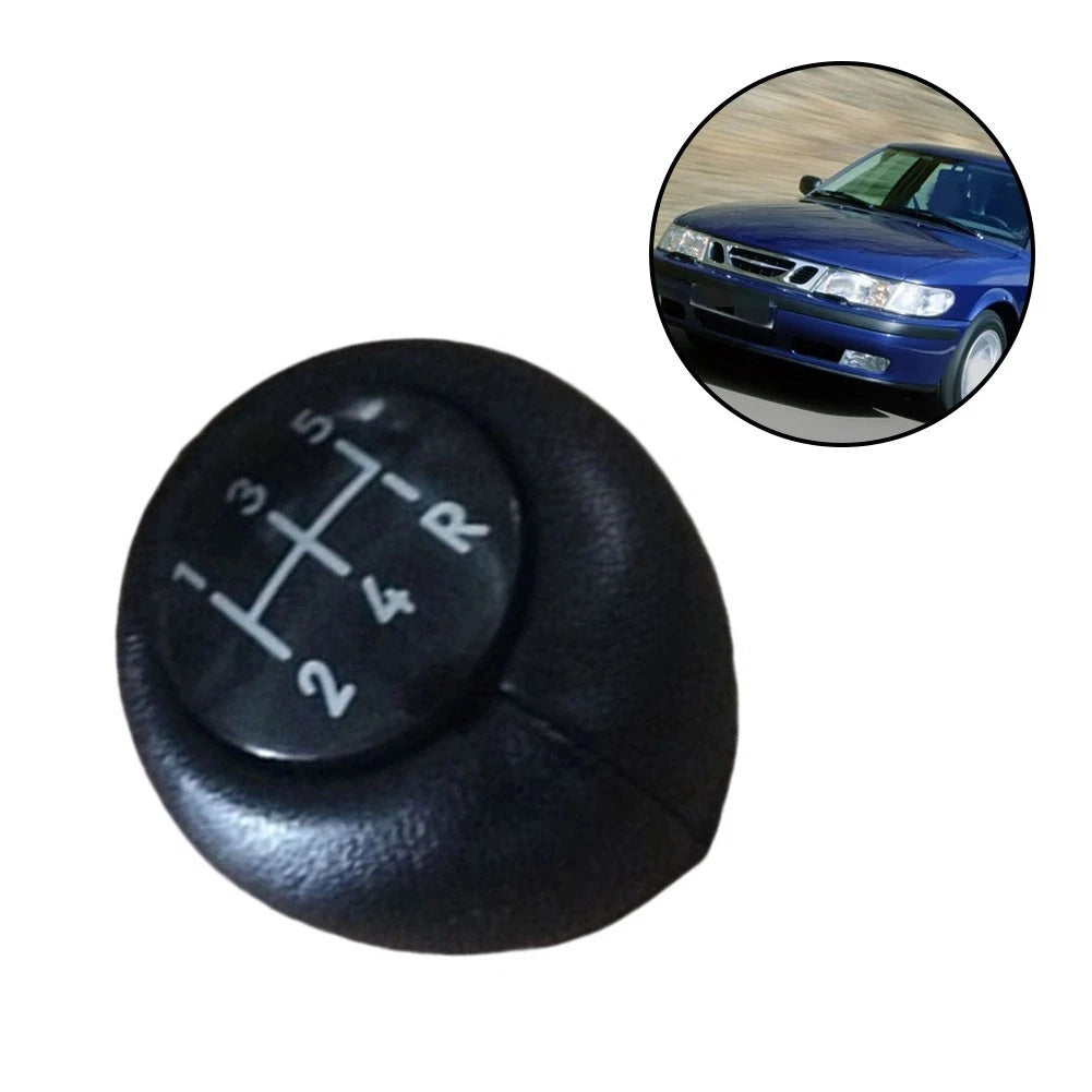 5 Speed Gear Shift Knob for Car (Black Leather Wrapped, ABS Plastic Base)
