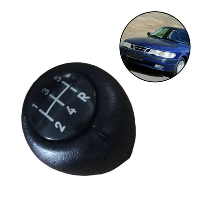 5 Speed Gear Shift Knob for Car (Black Leather Wrapped, ABS Plastic Base)
