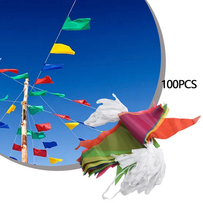 Triangle Flags for Outdoor Decor (100 Flags, 50 Meters, 14x21CM)