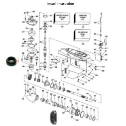 Seal Kit for Johnson Evinrude 35 40 48 50 HP 2 Cylinder Lower Unit (433550)