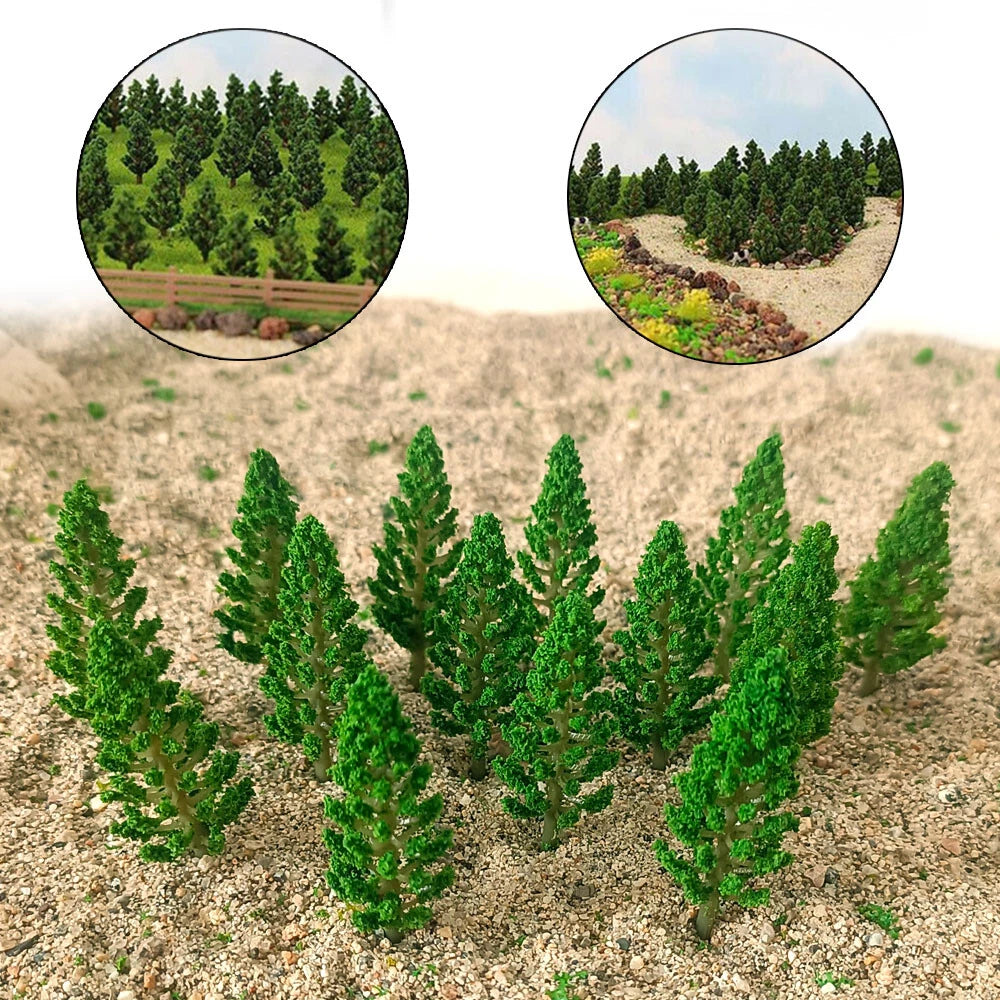 80Pcs Miniature Pine Trees for Train Railroad Landscape Layout (N/A)