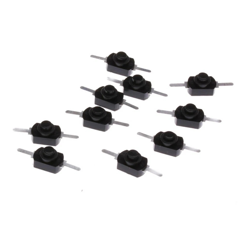 10X Latching On Off Switch DC 250V 1A 30V Black/Silver Button