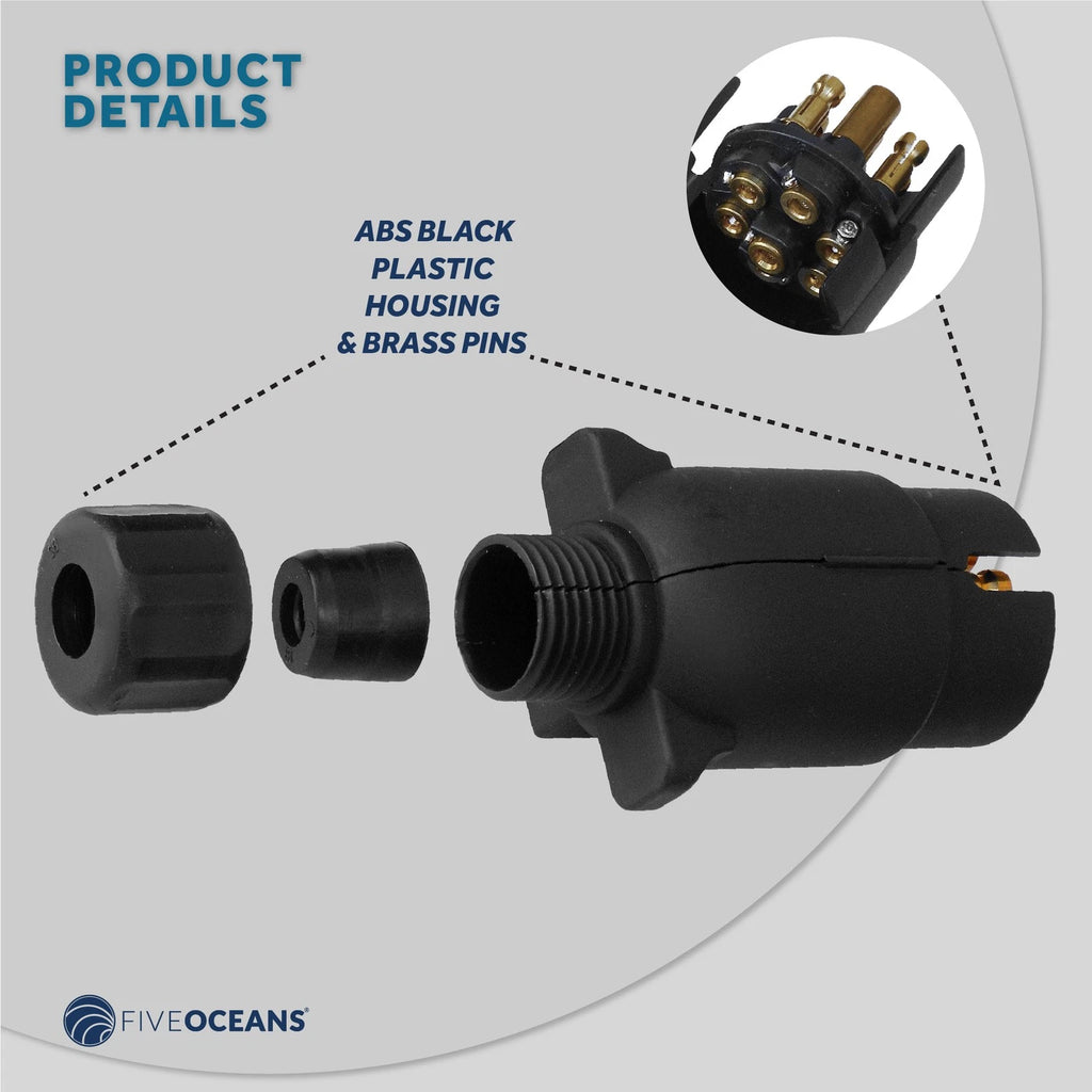 7-Way Round Trailer Plug Adapter for Five Oceans (FO2354)