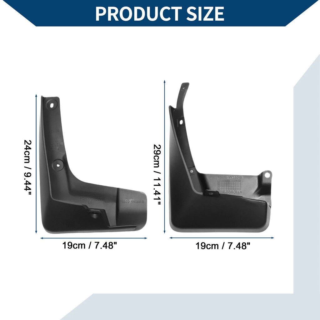 Mud Flaps Splash Guards 1 Set for Toyota Corolla LE (2014–2018)