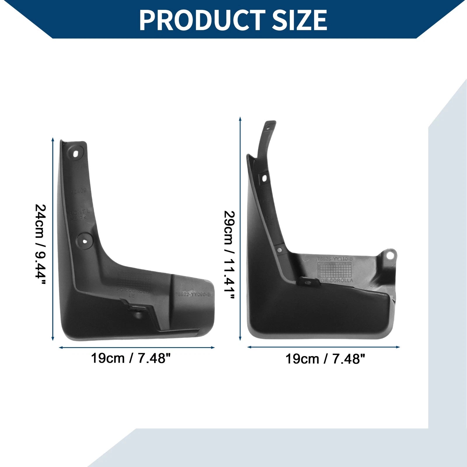 Mud Flaps Splash Guards 1 Set for Toyota Corolla LE (2014–2018)