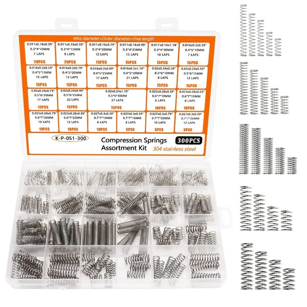 Stainless Steel Compression Spring Kit for Diverse Sizes (300)