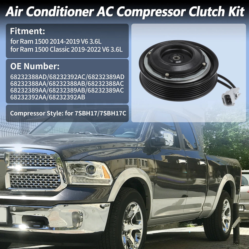 AC Compressor Clutch Kit for Ram 1500 (2014–2019) V6 3.6L 7SBH17