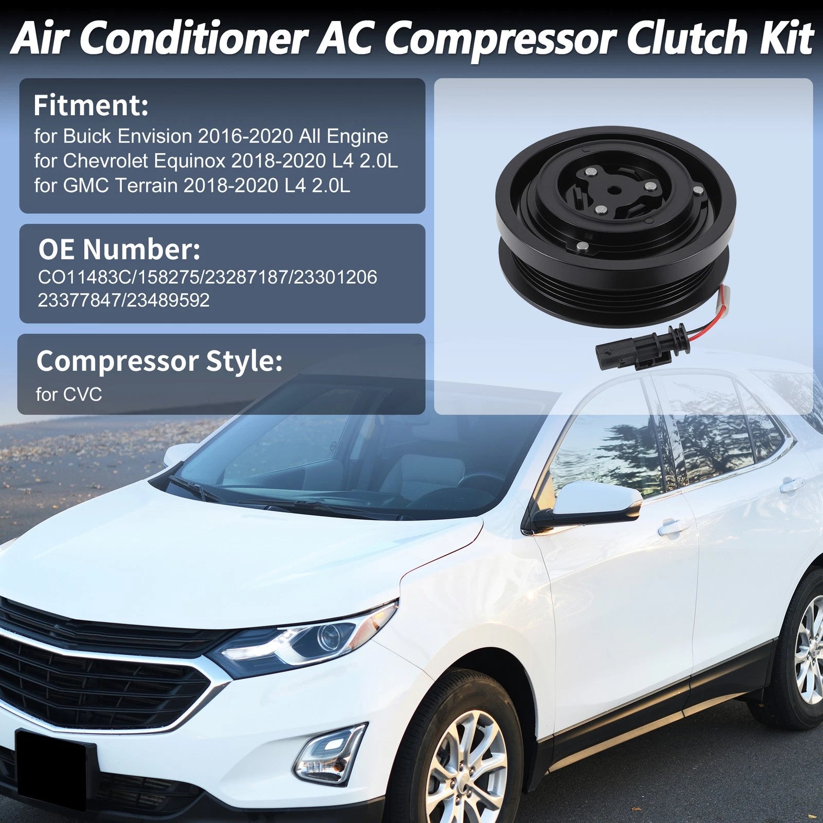 Air Conditioner AC Compressor Clutch Replacement for Chevrolet Equinox Terrain (2010–2019)