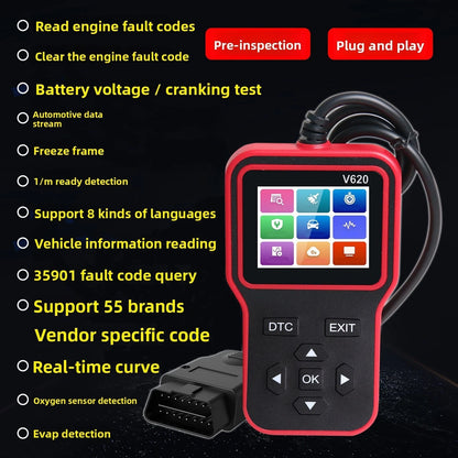V620 Diagnostic Tool for Engine Faults, Battery Voltage, Oxygen Sensor