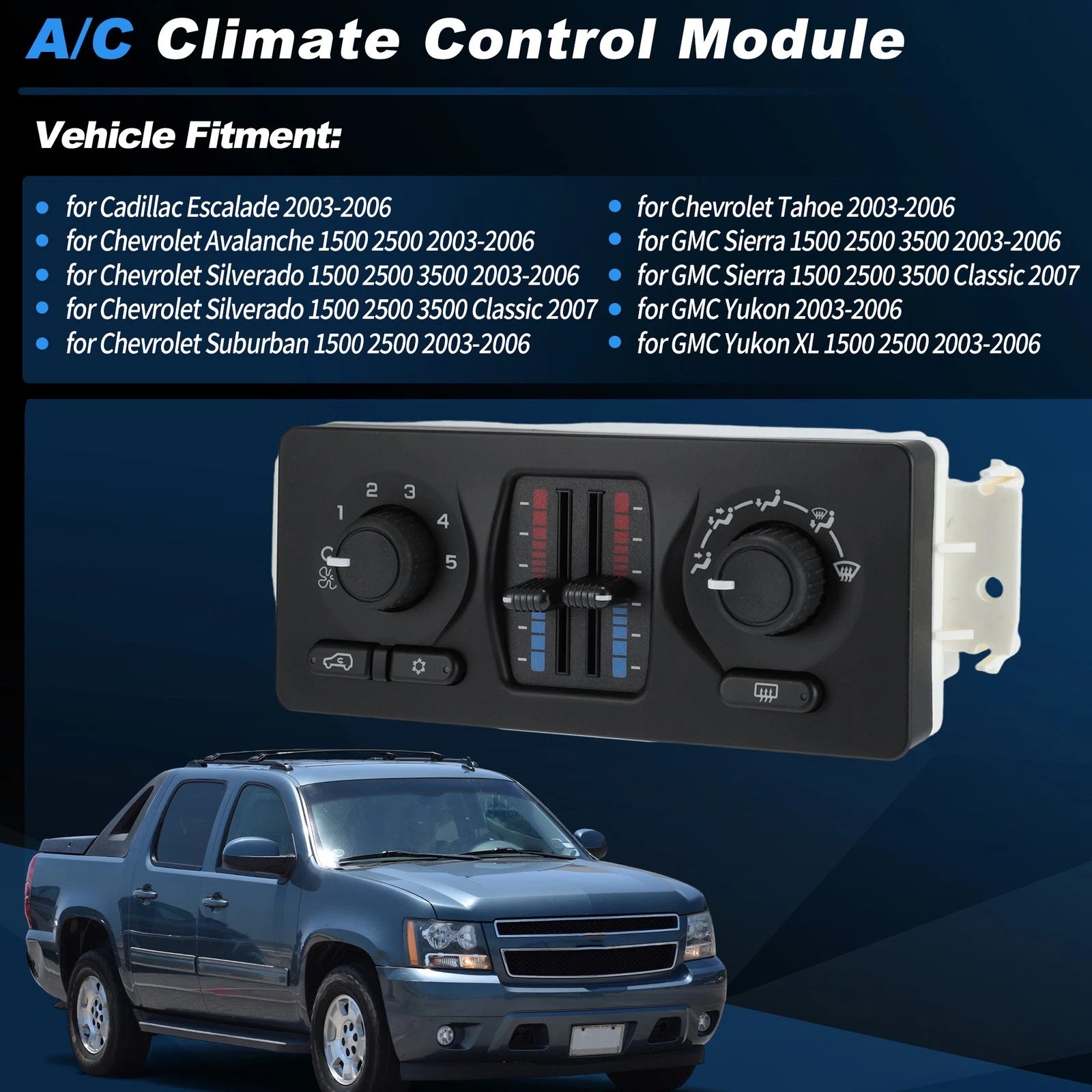 A/C Heater Climate Control Module for Chevrolet Avalanche Silverado Suburban (2007–2014)