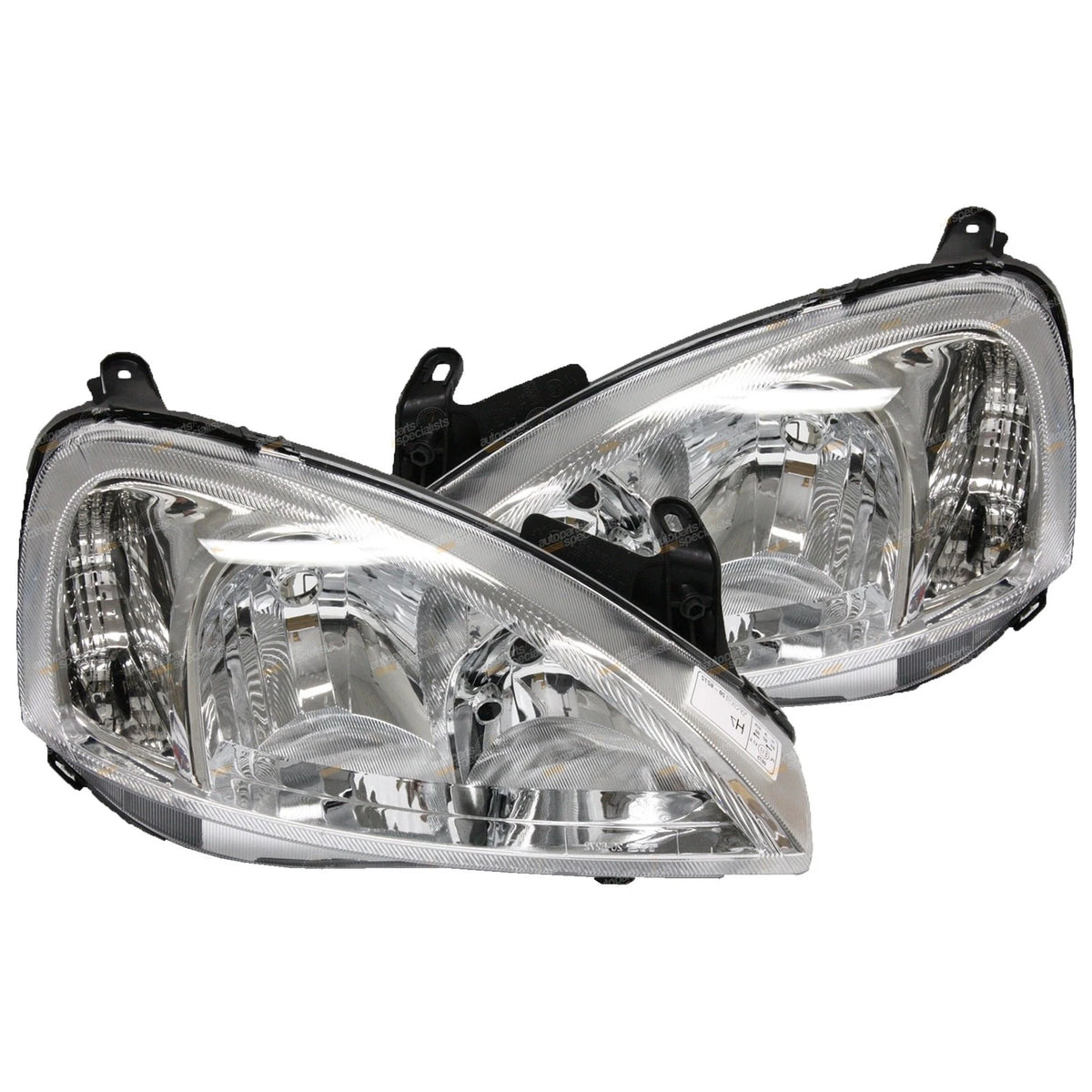 LH+RH Headlights Pair Clear/Chrome for Holden Barina XC (2003–2005)