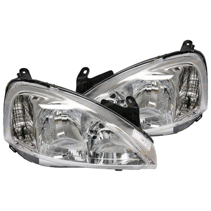 LH+RH Headlights Pair Clear/Chrome for Holden Barina XC (2003–2005)