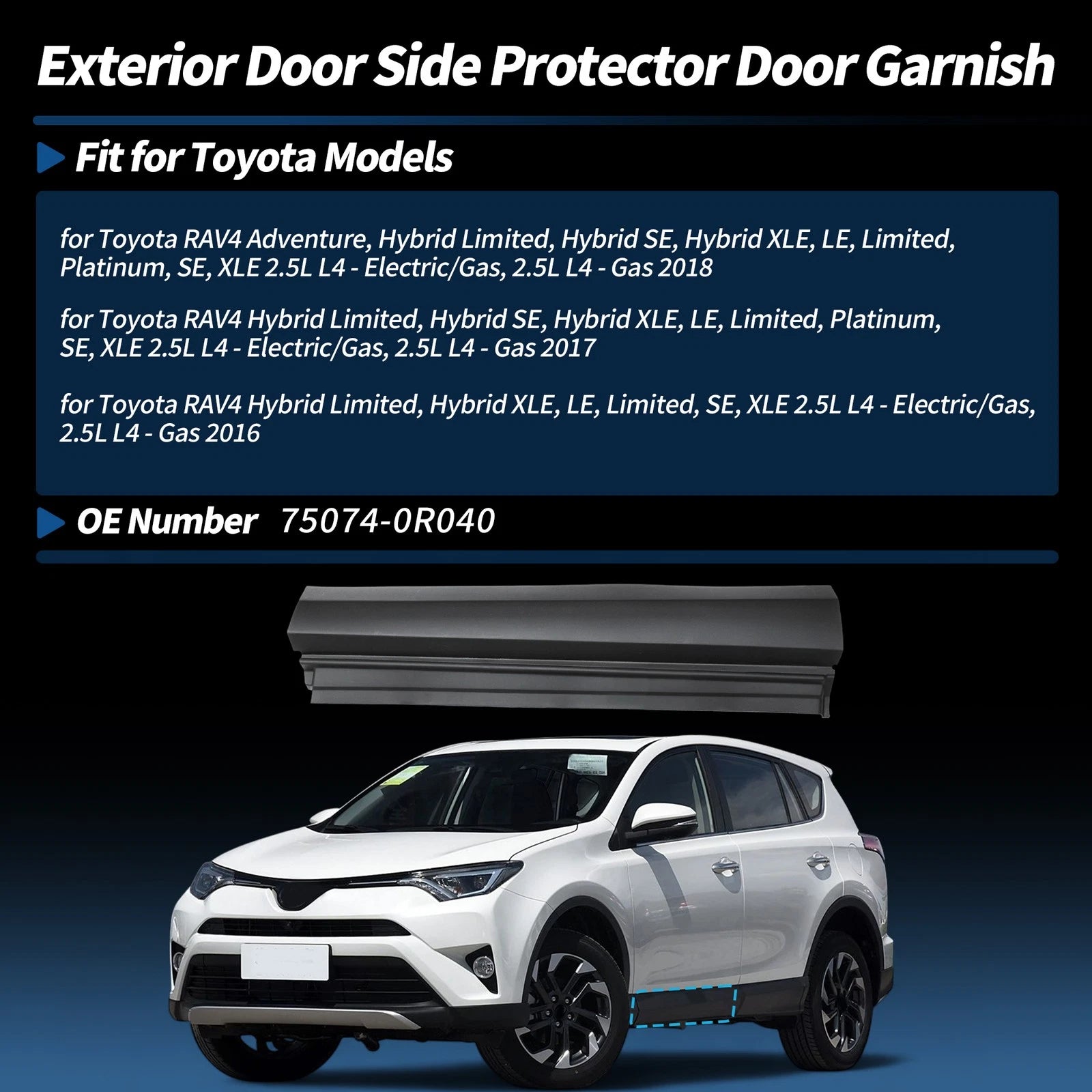 Rear Left Door Lower Trim Garnish Replacement for Toyota RAV4 (2016–2018)