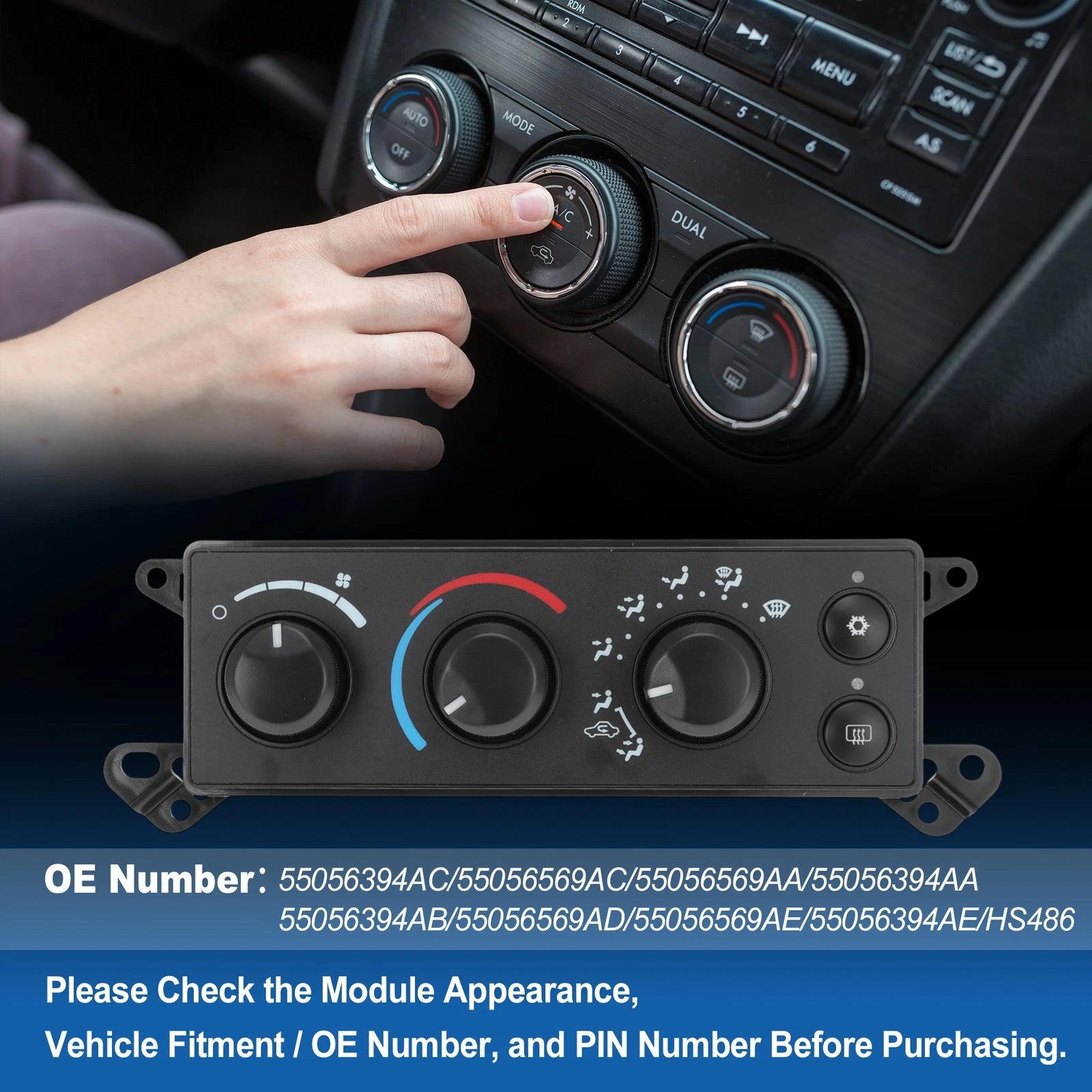 A/C Heater Climate Control Module Replacement for Dodge Ram 1500 2500 3500 (2005–2006)