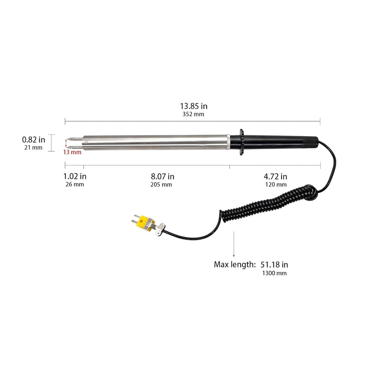 K-Type Thermocouple Probe for Surface Temp Measurement (0 to 1000°C)