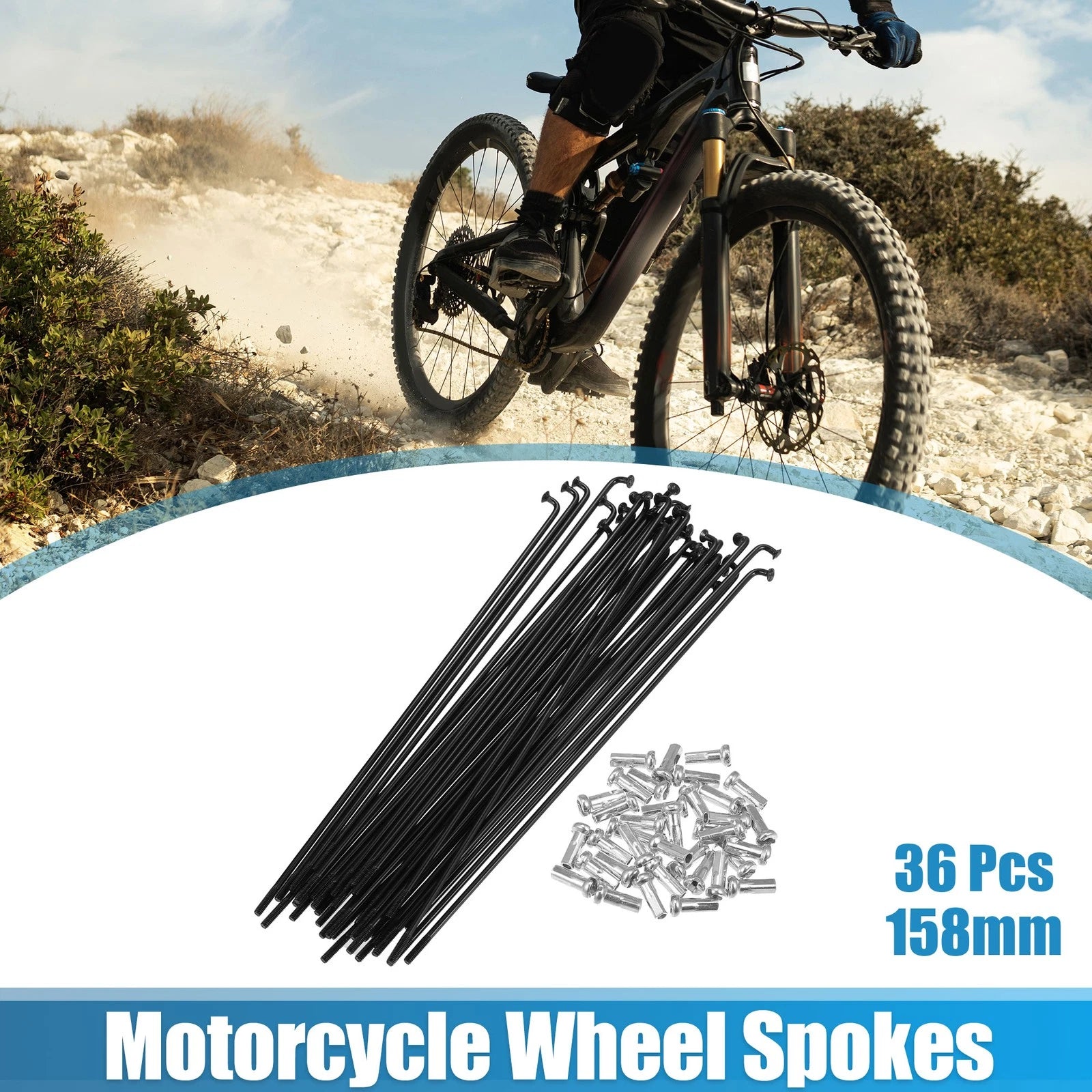 14G J Bend Bicycle Spokes with Nipples 158mm for Universal Fit (Any Make)