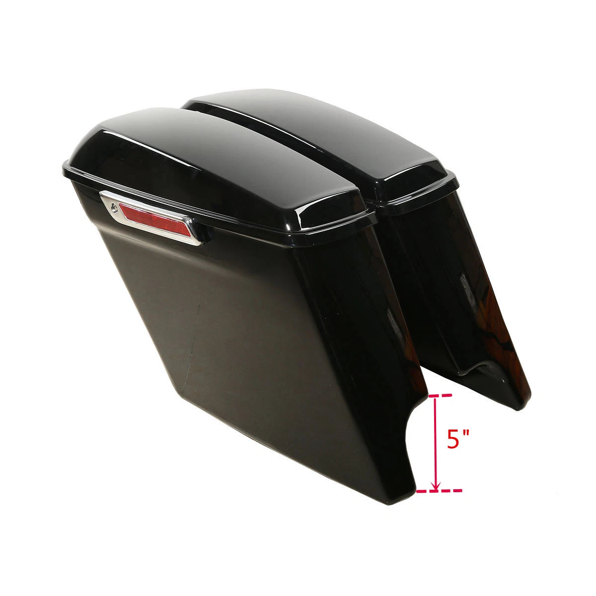 5" Extended Black Saddlebag & Chrome Conversion Bracket for Harley Softail (1986–2017)