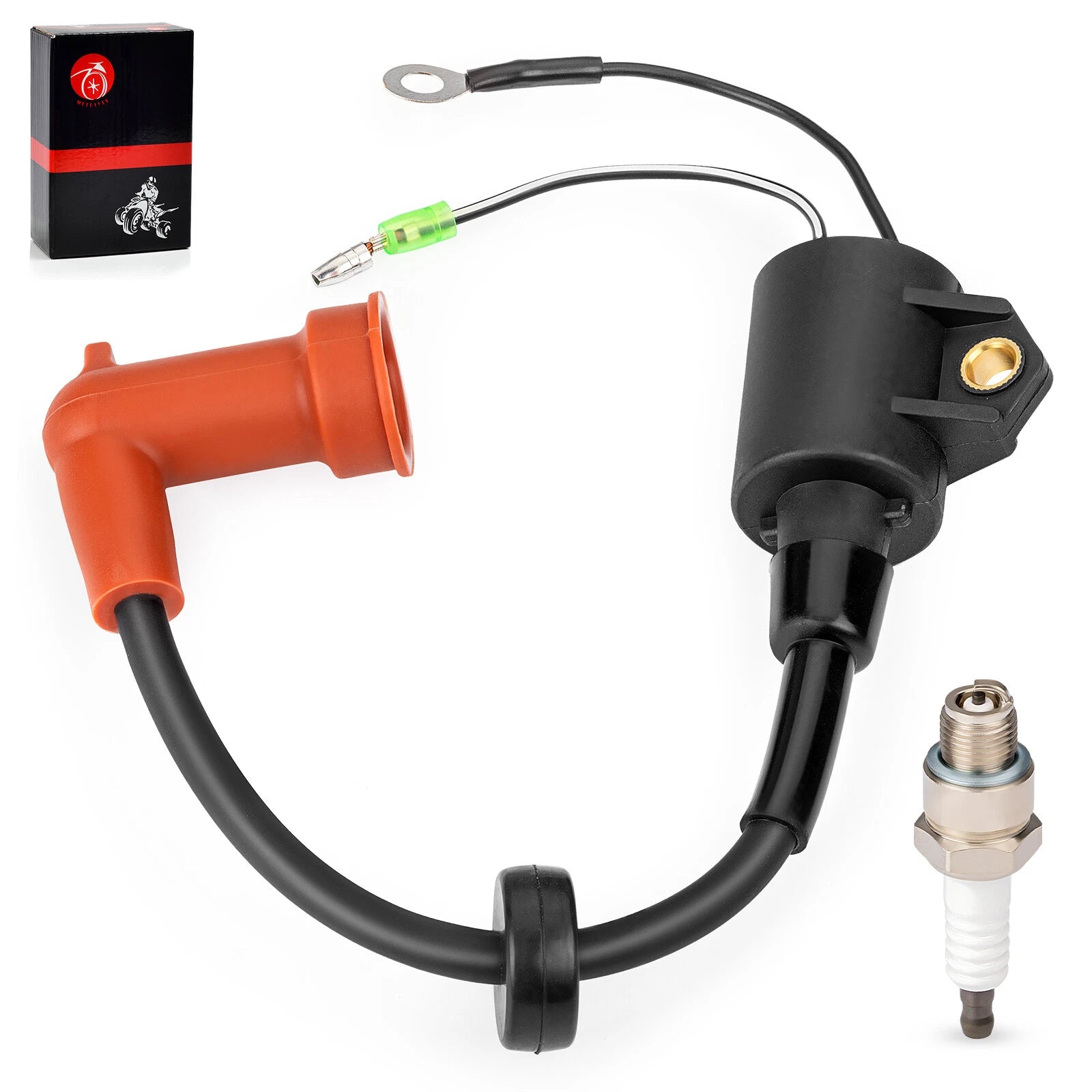 Ignition Coil & Spark Plug for Yamaha Outboard 2-Stroke 9.9-250 HP (63V-85570-00)