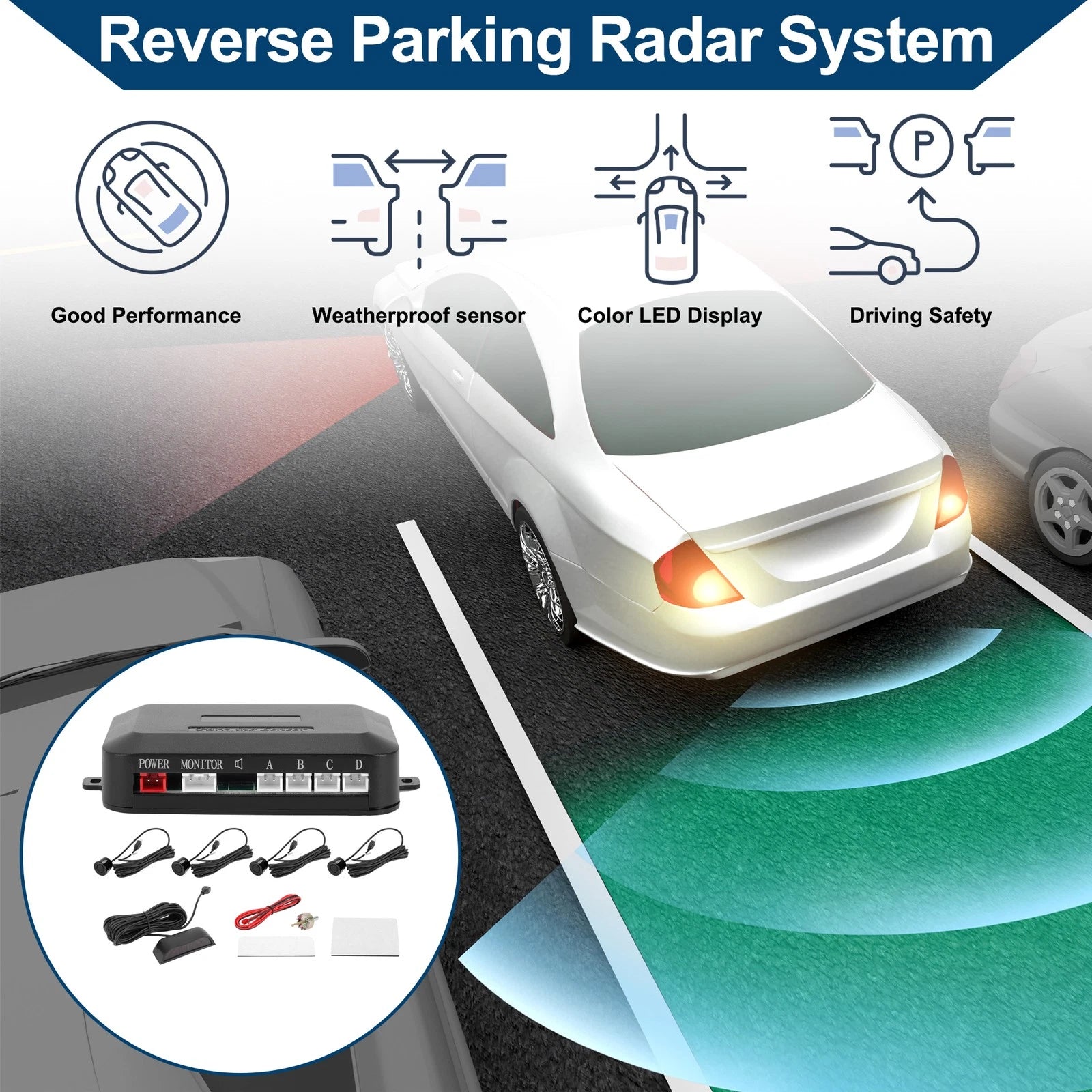 4X Parking Sensors for Auto Vehicle Reverse Backup Radar System
