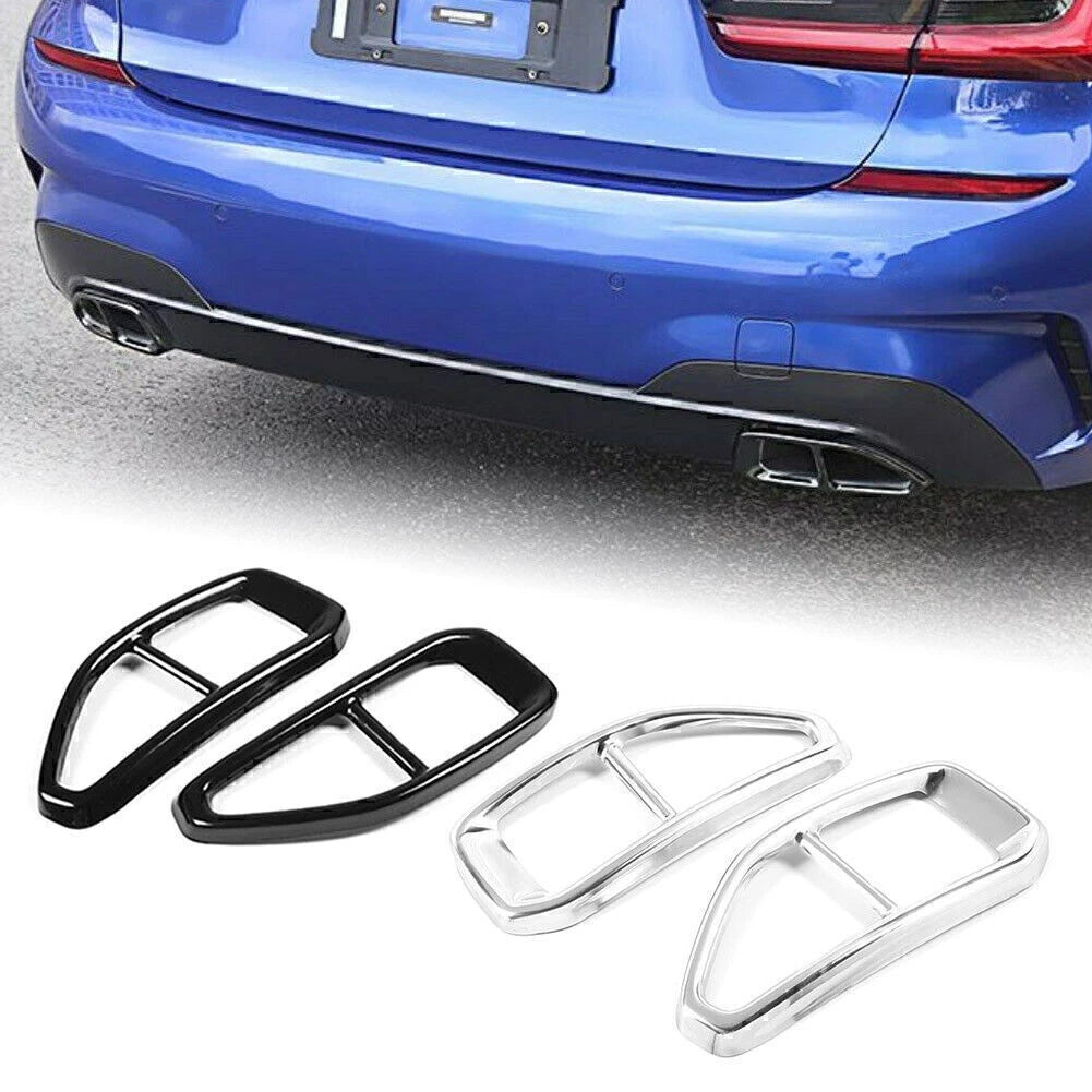 Silver Rear Exhaust Pipe Tip Tailpipe Cover Trim for BMW 3 Series G20/G21/G28 (2020)