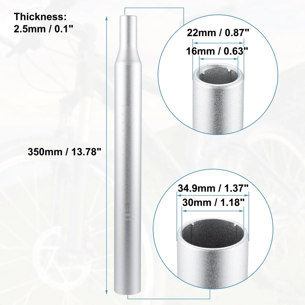 Seat Post Aluminum Alloy with Scale Mark for Bicycle Silver Tone (34.9x350)
