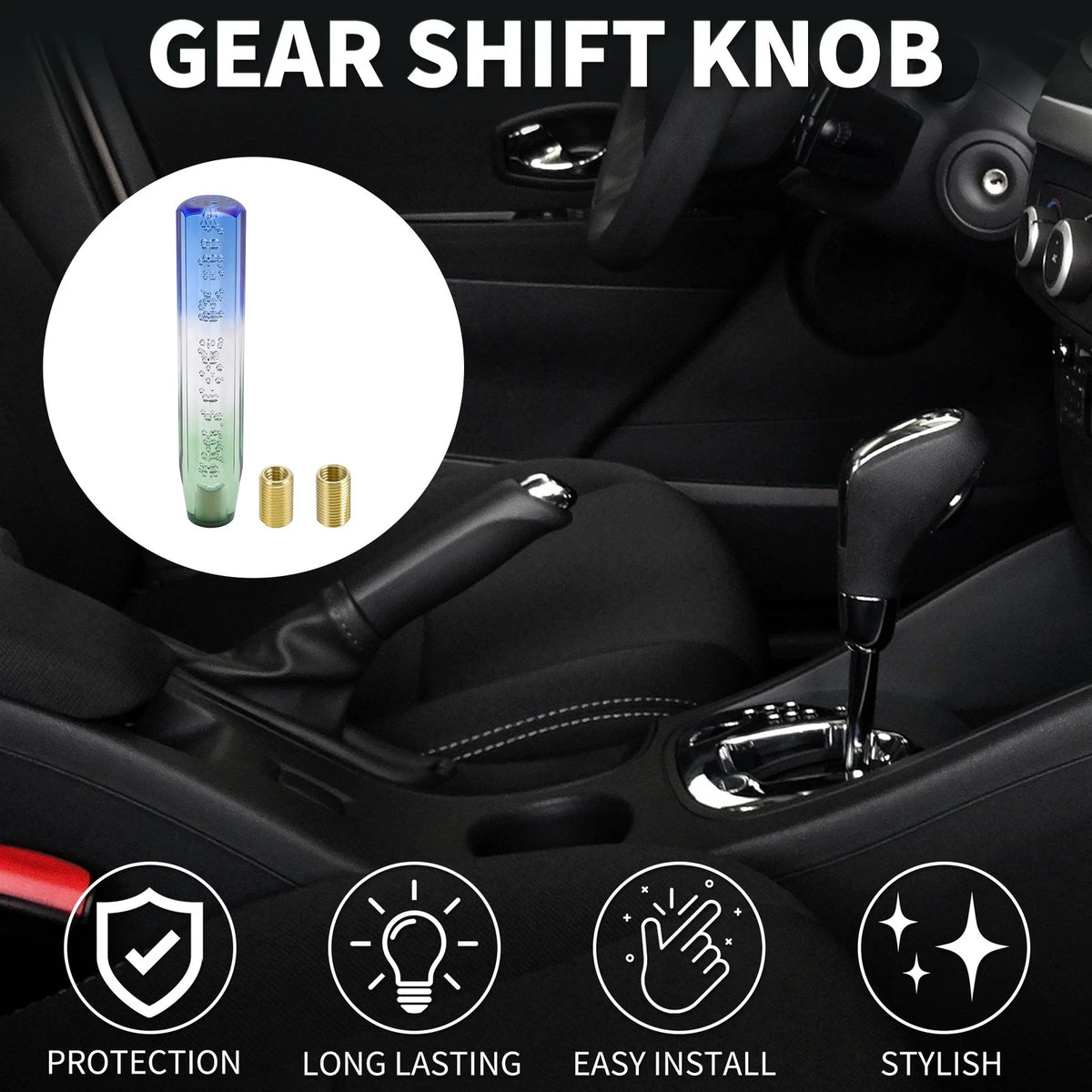 Shift Knob Set of 1 for Universal Vehicles (25cm, Acrylic Blue White)