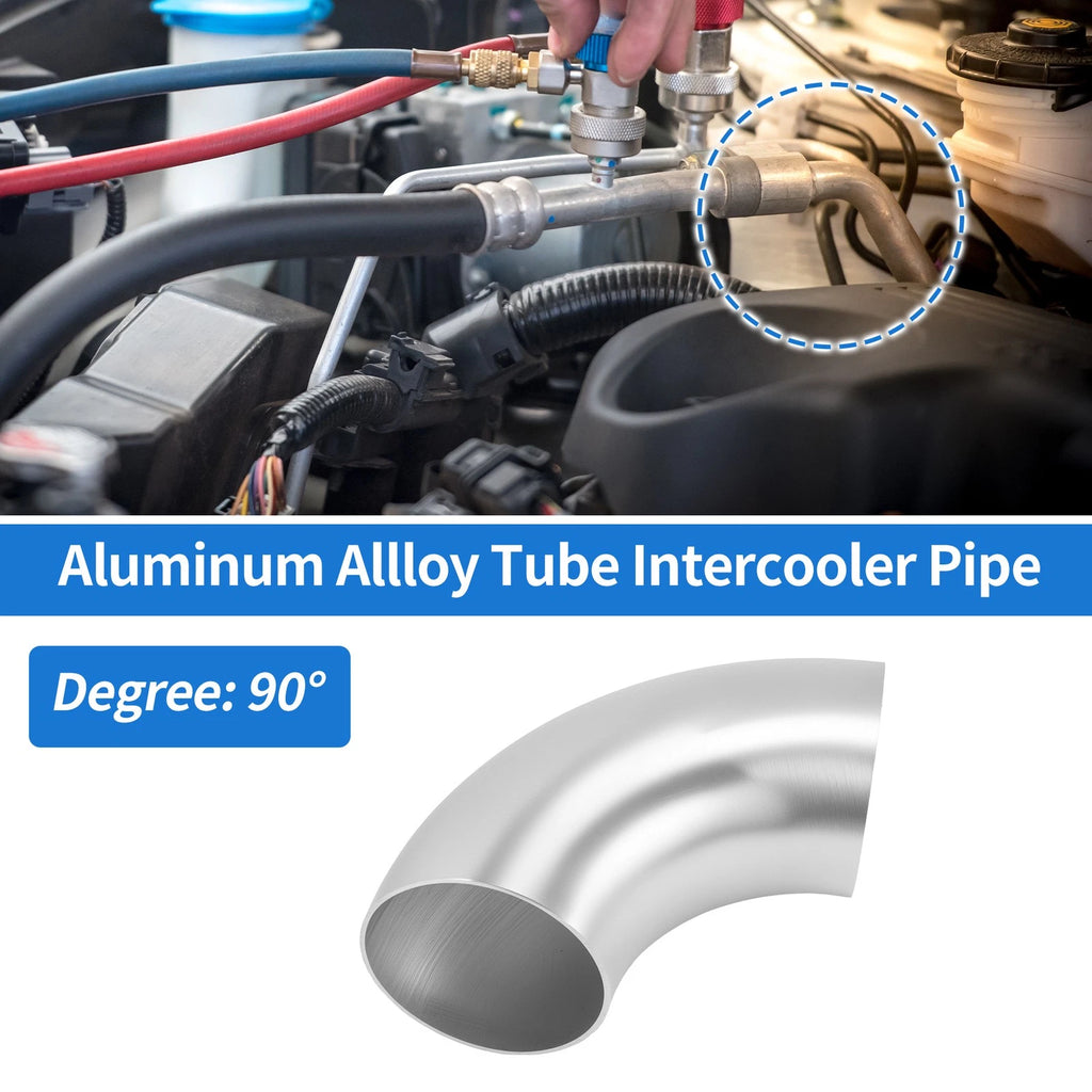 3.5" OD 90° Intercooler Pipe for - Brushed Silver Tone