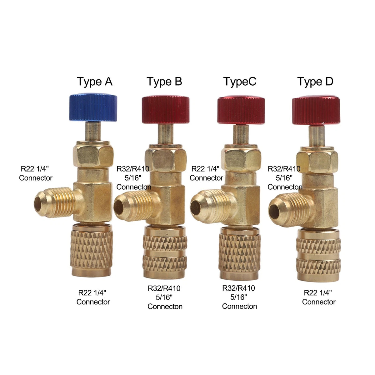 4PCS Quick Connect Safety Valves for Air Conditioning Systems (R22, R32, R410)