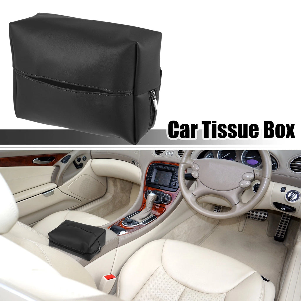 Universal Car Armrest Tissue Box Mask Holder for Back Seat (Black)