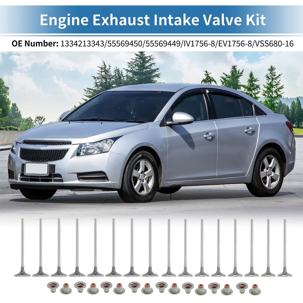 Intake and Exhaust Valves with Seals Replacement Kit for Chevrolet Cruze (2011–2015)