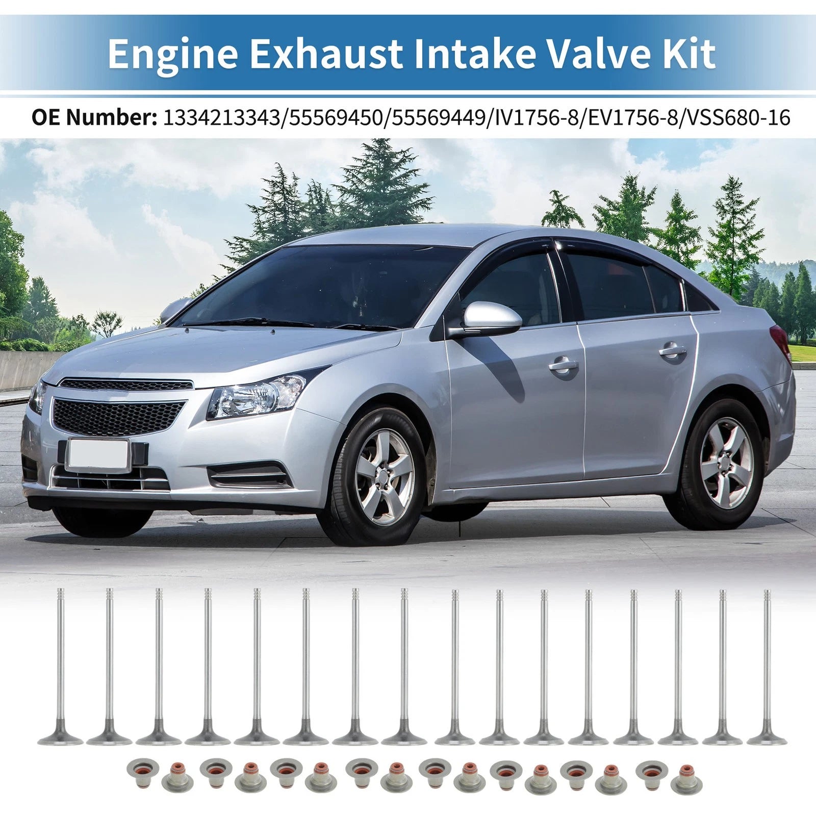 Intake and Exhaust Valves with Seals Replacement Kit for Chevrolet Cruze (2011–2015)