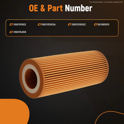 6PCS Oil Filter for Audi A4 A6 Q5 S4 S5 Porsche Cayenne (2005–2018) 06E115562C