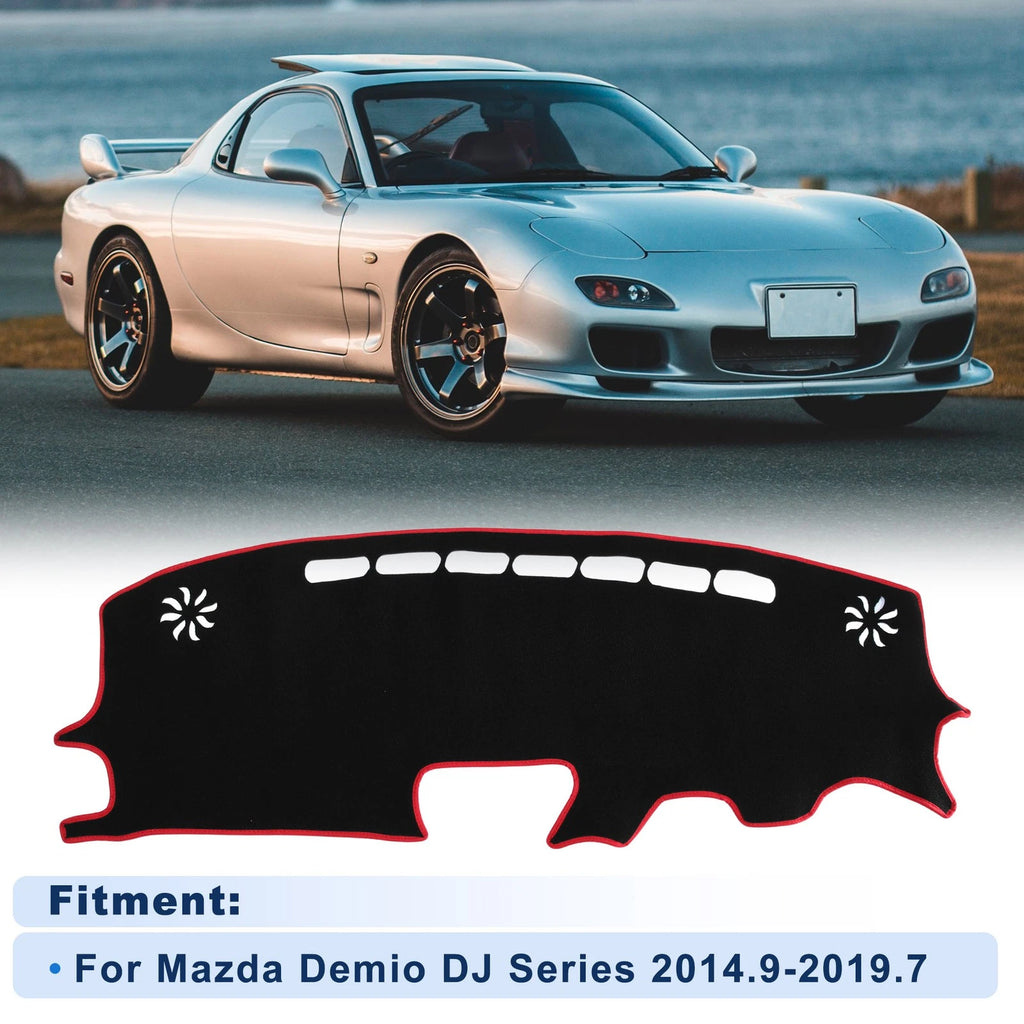 Dash Cover for Mazda Demio DJ Series Polyester Black with Red Edge (2014–2019)