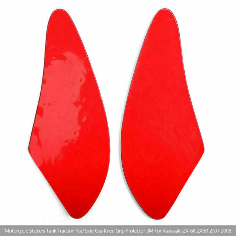 Red Traction Tank Side Pad Gas Knee Grips for Kawasaki ZX6R (2007–2008) T9
