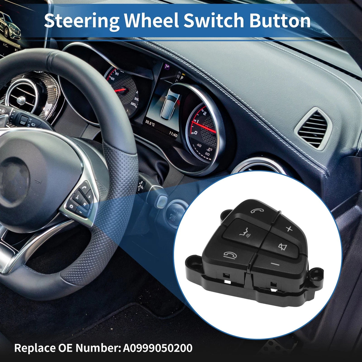 Steering Wheel Buttons for Mercedes-Benz GLC (2016–2023) No.A0999050300 Right Side