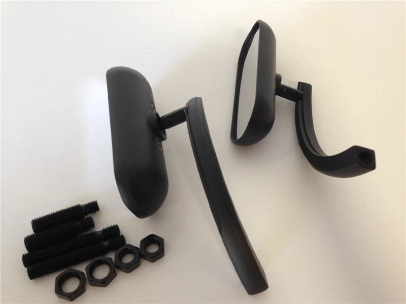 Black Custom Mini Oval Mirrors for Universal Motorcycles (8mm 10mm Thread)