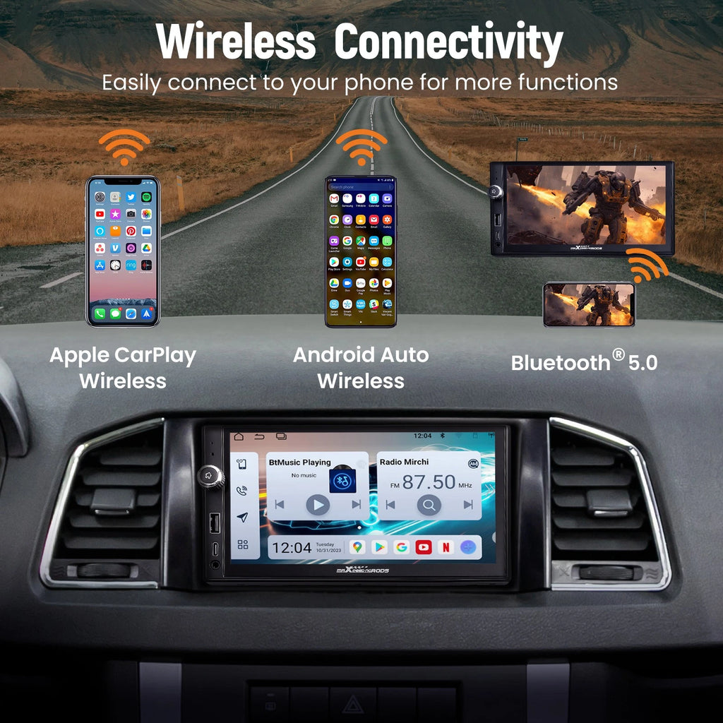 7" Android 13 Double Din Car Stereo for Universal Fit (GPS, Carplay)